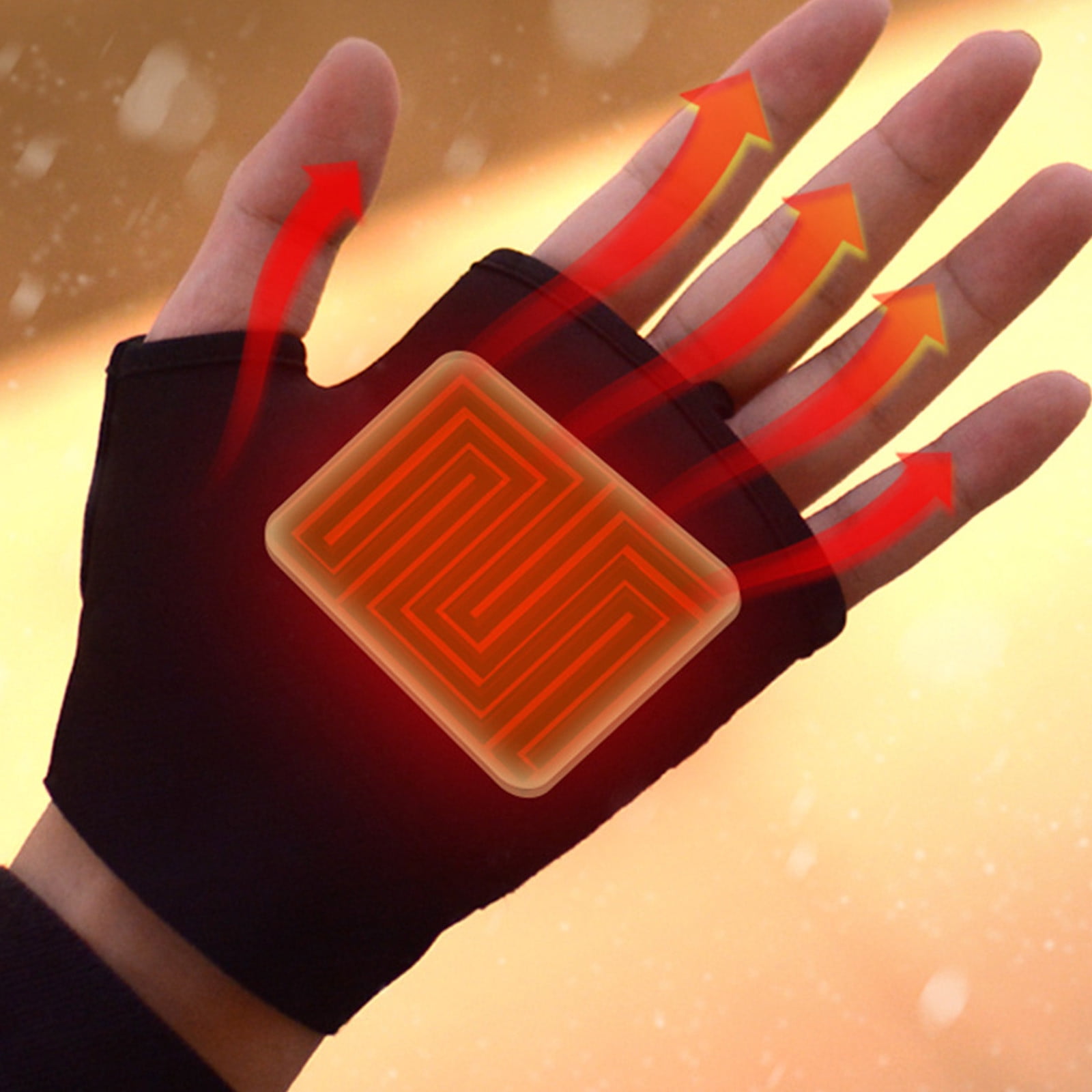 Rechargeable USB Heated Gloves - Portable Hand Warmers with Temperature Control, Quick Heat for Winter Outdoor & Indoor Use - Comfortable, Stylish, Long-Lasting Battery Black