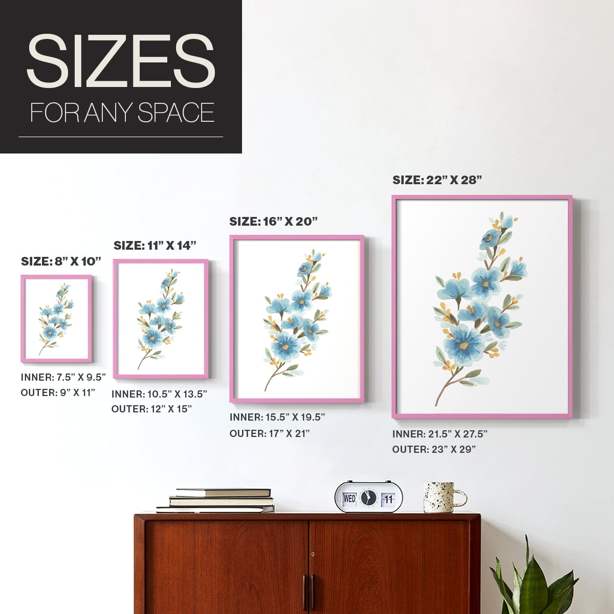Wildflower Sprig II Framed Print - Solid Wood in Single Picture Frame Solid Wood 2 Framed Print