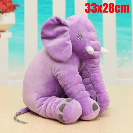 - 12x10inch Purple Soft Stuffed Plush Long Nose Elephant Lumbar Cushion Kids Baby Dolls Valentine Toy Birthday Christmas Gifts