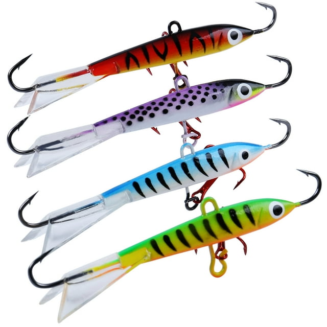 Sougayilang Ice Fishing Lures 3 Sharp Hooks Lifelike Fishing Baits