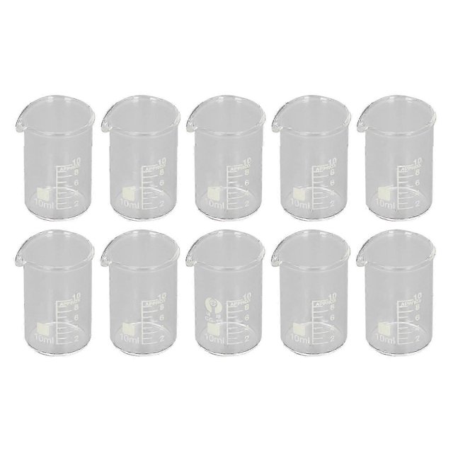 10pcs Beaker Borosilicate Glass Clear Scale Laboratory Beaker For Academic Industrial Experiment 10ml