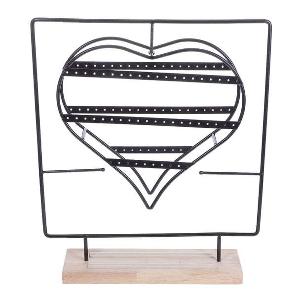Soporte para collares y joyas, giratorio 360 grados, organizador para pendientes, llaveros y pulseras con forma de corazón, para tiendas. Color negro.