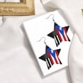 thumbnail image 4 of Leather Star Hook Earrings America Puerto-Rico Flag Print Earring Dangle Drop Earring For Women, 4 of 6