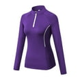 thumbnail image 4 of Summer Tops for Women Long Sleeve High Elasticity Fitted Yoga Running Suit For Fitness And Yoga Thermal V Neck Tops Women Long Sleeve Dress Blouse Undershirt Short Womens Camisole Purple S, 4 of 5