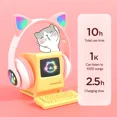thumbnail image 4 of Cute Flash Light Cat Ear Auriculares inalámbricos con micrófono Puede cerrar LED Estéreo Teléfono Música Auriculares Bluetooth oso de fresa  Hogar, 4 of 5