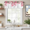 thumbnail image 2 of Valance Curtains for Windows Pink Flowers Kitchen Curtians Window Treatment Flowers Leaf Topper Curtain Rod Pocket Valances for Kitchen Bathroom Living Room 42x18in, 2 of 9