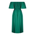 thumbnail image 7 of SMihono Clearance Pleated Swing Midi Dresses for Women Womens Skinny Slim Fashion Casual Slim Summer Off The Shoulder Slash Neck Pullover Short Sleeve Female Outwear Green 4, 7 of 7