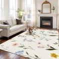 thumbnail image 2 of 5x7 Area Rugs for Living Room, Spring Floral Non Slip Area Rugs for Kitchen Bedroom Entryway, Watercolor Summer Elegant Botanical Washable Carpet Runner Rug Floor Mats for Bedroom Home Decor, 2 of 8