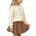 thumbnail image 2 of Mifsaly Toddler Girls 2 Piece Knit Outfit Set Cable Knit Crew Neck Sweater with Floral Applique and Knit A-Line Skirts, 2 of 5