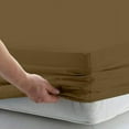 thumbnail image 2 of 100% Cotton Top Split Cal-King Fitted Sheet for Adjustable beds, 300 TC 18" Deep Pocket 1 PC Half Split Fitted Sheet Only, Split Down 32 inches from The Top-Taupe Solid-Split Cal-King Size, 2 of 5