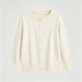 thumbnail image 4 of Lightweight Sweater Cardigan for Women Knitted Crew Neck Long Sleeve Button Down Coat Trendy Casual Comfy Clothes (S, Beige), 4 of 7