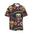 thumbnail image 2 of Balery Skulls and Flowers Print Men's Hawaiian Shirts Short Sleeve Beach Shirt Relaxed Fit Vacation Button Down Shirts-X-Large, 2 of 9
