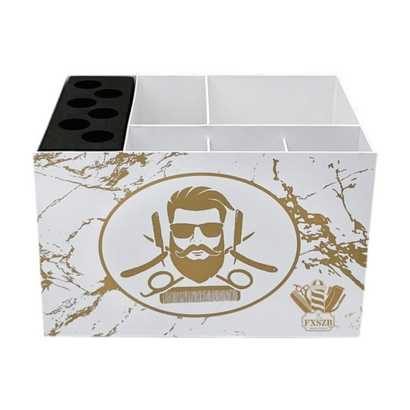 Bunblic Hair Stylist Shears Stand Salon Hairdressing Scissors Rack, Barber Supplies Barber Scissors Holder Box for Pet Groomers Hotel white and gold