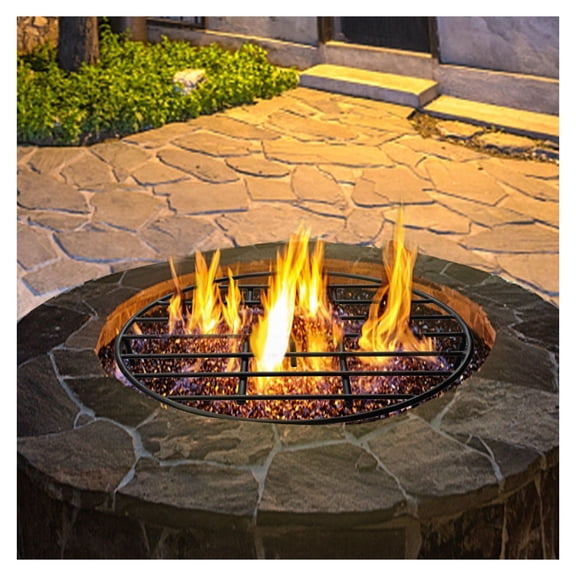 Fire Pit Grate 24 Inch Heavy Duty Round Wood Burning Grate, 7 Removable Legs Firepit Grate for Fireplace, Backyard, Camping
