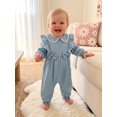 thumbnail image 3 of Loicainy Infant Baby Girl Fall Romper 3 6 12 18 Months Ruffle Long Sleeve Doll Collar Lace Trim Jumpsuit, 3 of 9