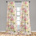 thumbnail image 2 of Vintage Window Curtains, Repetitive Overlapping Rose Flowers Floral Watercolor Illustration, Lightweight Decor 2-Panel Set with Rod Pocket, Pair of - 28"x84", Dark Coral and Pale Ruby, by Ambesonne, 2 of 3