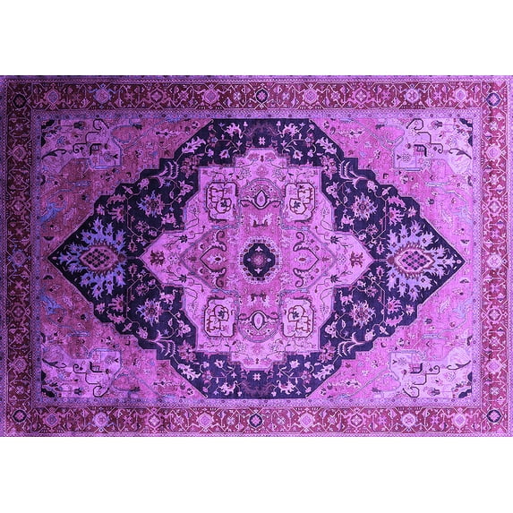 Ahgly Company Indoor Rectangle Oriental Purple Industrial Area Rugs, 5' x 8'