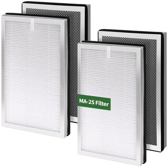 FFAC 4 Pack MA-25 Replacements Filter for MA-25 Air Purifier S1/W1/B1 Only, 3 in 1 HEPA H13 filter