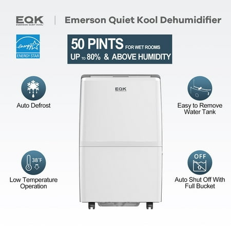 Emerson Quiet Kool - 50 Pint Dehumidifier - White