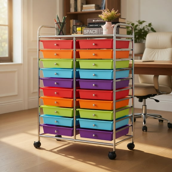 Yardi Yard 20 Drawers Storage Rolling Cart Studio Organizer, Storage Cart, Multipurpose Organizer Cart for Home, Office, School, Multicolor