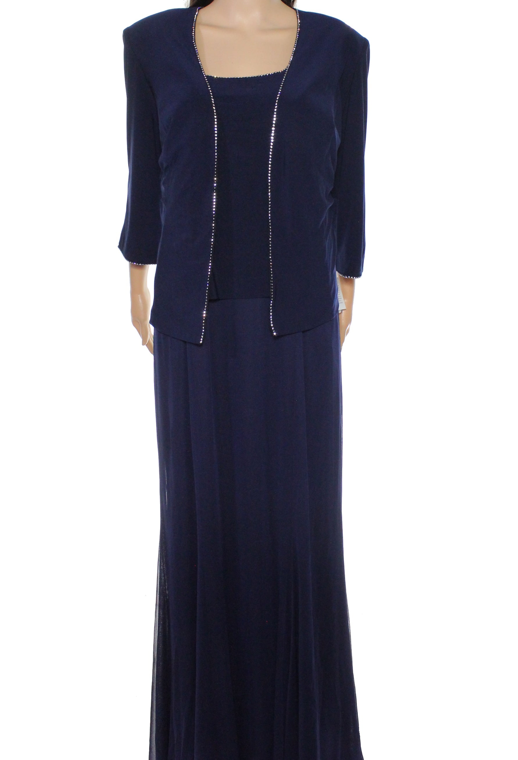Alex Evenings Alex Evenings NEW Navy Blue Women 14W Plus GemTrim