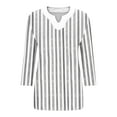 thumbnail image 5 of Jjayotai Plus Size Womens Clothes, 3/4 Length Sleeve Summer Three Quarter Striped Shirts, Dressy Casual Printed Tunic Tops, Women Blouses Boho Tops for Women Gray^XL, 5 of 5