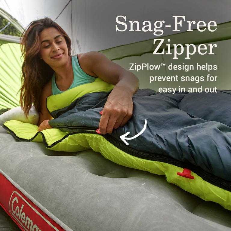 Coleman, Big and Tall Sleeping Bag, 20°F, Green, 100% Polyester