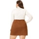 thumbnail image 4 of Plus Size Skirts for Women Faux Suede Printed Side Buttons Bodycon Short Mini Skirt Khaki 3X, 4 of 6