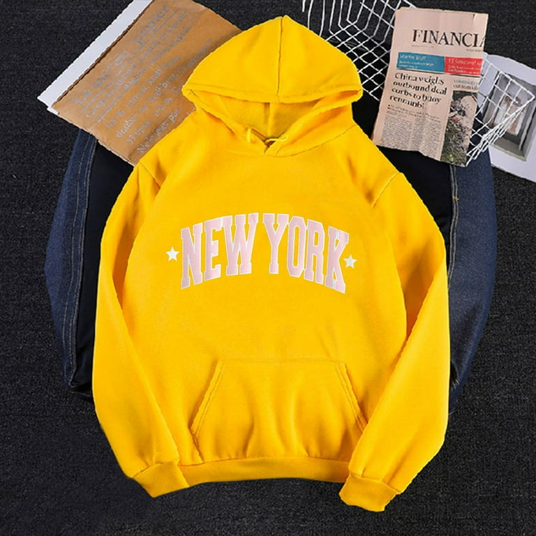 Womens Hoodies Cute Women s Hoodie Cute ClothesY2K Hoodies Print Long Sleeve Casual Sweatshirt Yellow Sweatshirt S Walmart