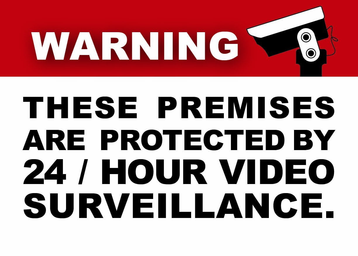 4pcs 24H CCTV Camera System Warning Sign 8*8cm Wall Sticker Monitoring Decal
