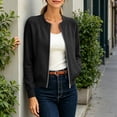 thumbnail image 6 of Thousandth Women's Knit Bomber Jacket Crew Neck Full Zip Long Sleeve Coats Casual Lightweight Outerwear with Pockets for Daily Wear, 6 of 8