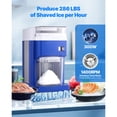 thumbnail image 6 of 300W Electric Ice Shaver Machine - 1.8L/1.91QT Large Capacity, 286LBS/H Fine Fluffy Ice, Stainless Steel Blades & Reverse Function, Snow Cone Maker for Dessert Shop Home Party Restaurant, Blue, 6 of 11