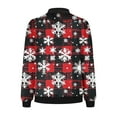 thumbnail image 5 of Feancey On Sale Christmas Jackets for Women Fashion Xmas Printed Zip Up Bomber Jacket Winter Lightweight Casual Varsity Jackets with Pockets Multicolor XL, 5 of 5