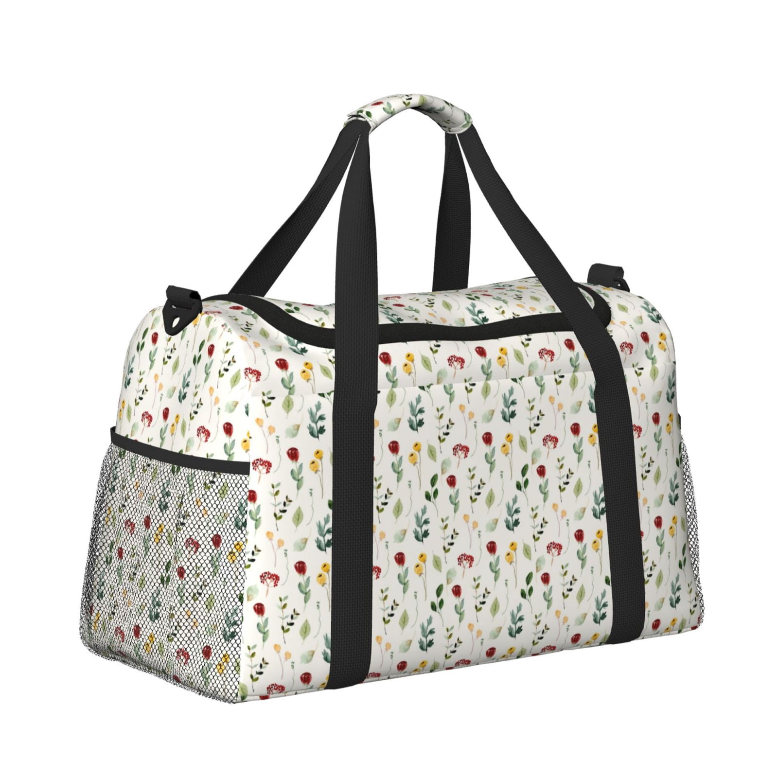 Fuzoiu Mini Wildflower Watercolor Print Travel Duffle Bag,Carry On Tote Bags,Duffel Bag,Sport Gym Bag, Hospital Bag for Labor and Delivery, Overnight Bag,Luggage Bag