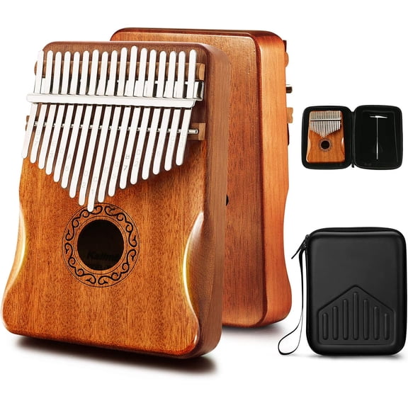 Kalimba Thumb Piano 17 with Mahogany ,Mbira,Finger Piano Builts-in Protective Box, Easy to Learn Portable Musical Instrument, for Beginners (Mahogany)