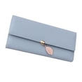 thumbnail image 4 of Billetera para mujer Billetera larga de PU de gran capacidad con colgante de hoja Tarjetero portátil Billetera para adultos Azul claro diario, 4 of 10