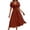 #279-Red, variant on Warop Womens Boho Short Sleeve V-Neck Maxi Dress Waisted Solid Color A-Line Flowy Long Dress