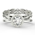 thumbnail image 1 of Fairy Minimalist 2.25 Carat Round Cut Diamond Moissanite Engagement Ring, Classic Halo Wedding Ring in 925 Sterling Silver With 18k White Gold Plating Gift For Her, Two Matching Band, 1 of 4