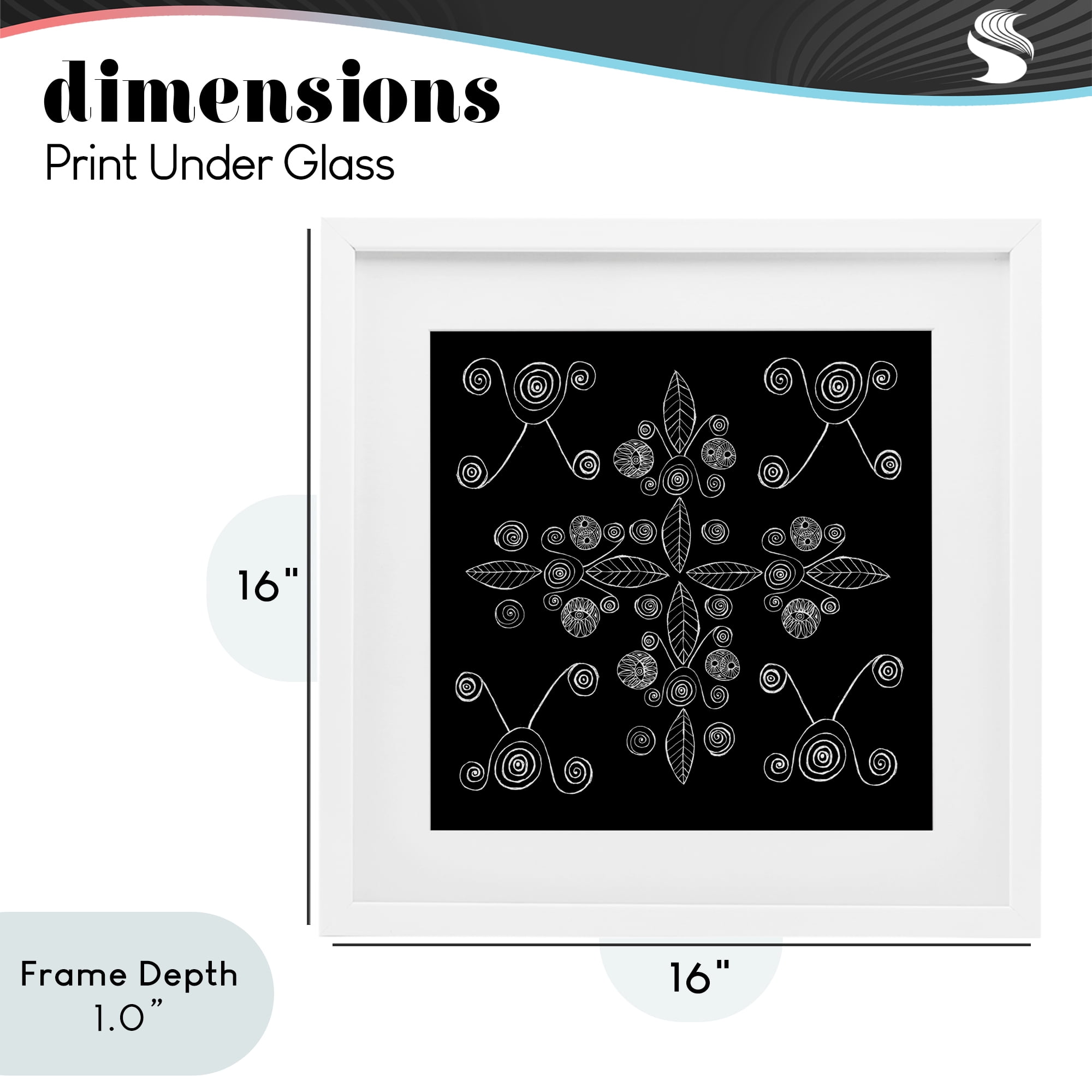 Stupell Industries Geometrics & Leaf Fractals White Framed Print Under Glass, design by El Perkin