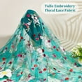 thumbnail image 4 of 2Yard Polyester Flower Embroidered Lace Fabric for DIY Clothing Accessories Teal 53-1/8inch, 4 of 6