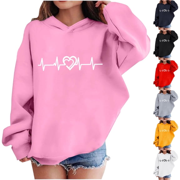 yoeyez Boys Girls Heart Print Hoodies Toddle Kids Valentine's Day Sweatshirts Hooded Long Sleeve Pullover Tops Casual Holiday Outfit Black,3 Years