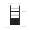 thumbnail image 4 of Beautiful Fluted 3-Shelf Bookcase with Storage Cabinet by Drew Barrymore, Rich Black Finish, 4 of 10