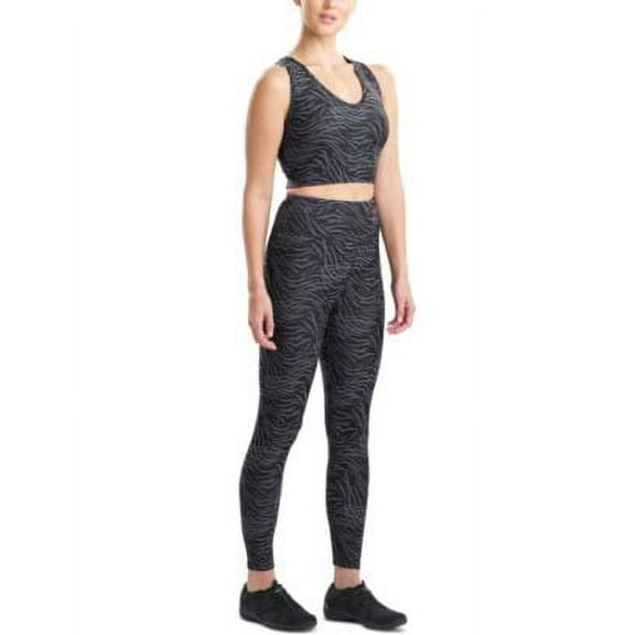 MSRP $48 Josie Natori Getaway Animal-Print Cropped Tank Top Black Size Large