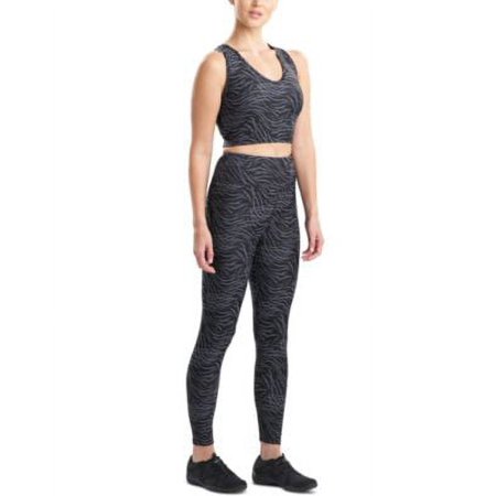 MSRP $48 Josie Natori Getaway Animal-Print Cropped Tank Top Black Size Large