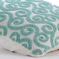 thumbnail image 2 of The HomeCentric Cushion Covers For Chairs, Mint Blue Pillow Covers Pack of 2, 16x16 inch (40x40 cm) Silk Couch&nbsp;Pillow Covers, Abstract, Scrolls, , Beaded, Modern Decorative - Mint Blue Trail, 2 of 9
