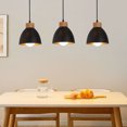 thumbnail image 3 of Mini lámpara colgante de madera de metal negro, pequeña lámpara colgante de estilo industrial clásico, estilo rústico retro, iluminación colgante de granja para cocina, fregadero, bar, comedor, mesita, 3 of 7