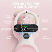 FanttikRide 12V N7 Ultra Electric Wiggle Car with Pedal, Kids Car, MagicMute™ Motor Swing Car, 2 Speeds, 9 Color Modes, Digital Display, Bluetooth, for Ages 3 and Up, 150 Lbs, Pinkish White