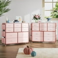 thumbnail image 6 of KOKEBREN 10 Drawers Fabric Dressers for Bedroom Wide Chest of Drawers with Side Pockets and Hooks,Pink, 6 of 8