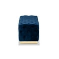 thumbnail image 3 of Baxton Studio Corrine Glam and Luxe Navy Blue Velvet Fabric Upholstered and Gold PU Leather Ottoman, 3 of 5