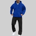 thumbnail image 2 of hotojiny Track Suits for Men 2 Piece Set Full Zip Jacket Workout Hooded Sweatshirt Casual Active Loose Fit Pants Matching Sweatsuit(Blue,Small), 2 of 7
